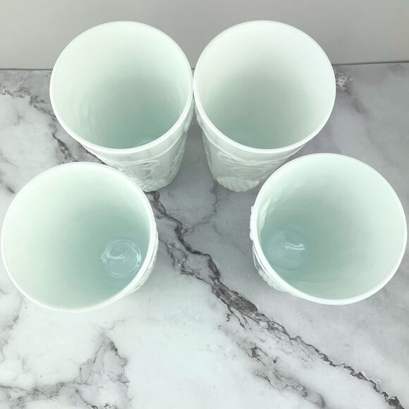 Indiana Glass Colony Harvest Milk Glass Grape and Leaf Tumblers 12oz Set of 4 - Picture 7 of 11